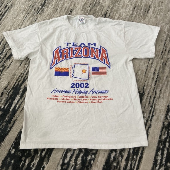 Vintage Delta Tag T-Shirt Size Medium 00s White Team Arizona Dept 2002 - Picture 1 of 5